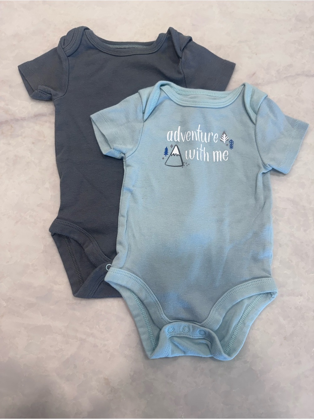 Cloud Island Baby Bodysuit Set - Light Blue & Charcoal